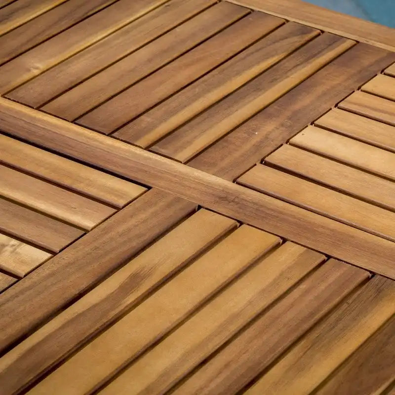 Ensemble de salle à manger d'extérieur 7 pièces en bois d'acacia avec table rectangulaire et 6 chaises rembourrées