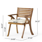 Ensemble de salle à manger d'extérieur 7 pièces en bois d'acacia avec table rectangulaire et 6 chaises rembourrées