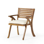 Ensemble de salle à manger d'extérieur 7 pièces en bois d'acacia avec table rectangulaire et 6 chaises rembourrées