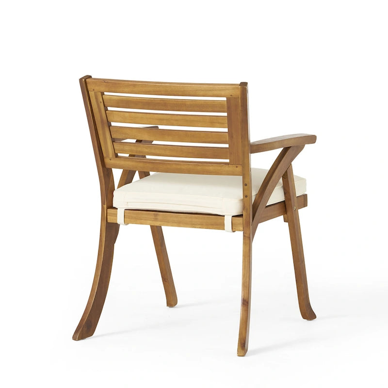 Ensemble de salle à manger d'extérieur 7 pièces en bois d'acacia avec table rectangulaire et 6 chaises rembourrées