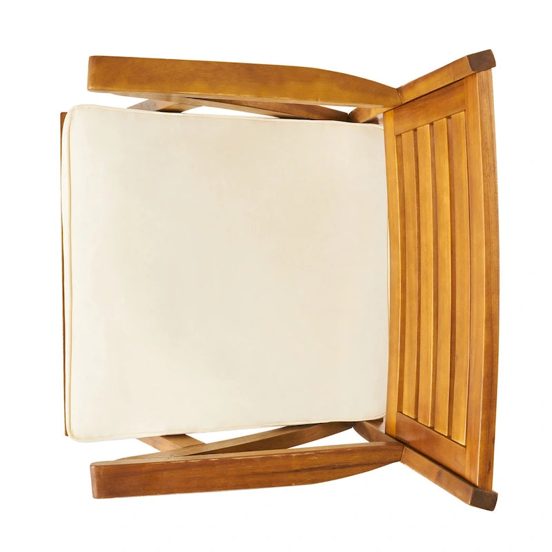 Ensemble de salle à manger d'extérieur 7 pièces en bois d'acacia avec table rectangulaire et 6 chaises rembourrées