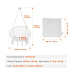 Fauteuil suspendu hamac, fauteuil suspendu en macramé avec coussin et matériel de fixation, fauteuil suspendu en corde de coton