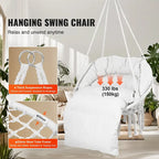 Fauteuil suspendu hamac, fauteuil suspendu en macramé avec coussin et matériel de fixation, fauteuil suspendu en corde de coton