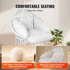 Fauteuil suspendu hamac, fauteuil suspendu en macramé avec coussin et matériel de fixation, fauteuil suspendu en corde de coton