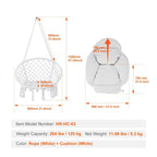 Fauteuil suspendu hamac, fauteuil suspendu en macramé avec coussin et matériel de fixation, fauteuil suspendu en corde de coton