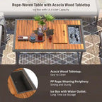 Ensemble de salon de jardin modulable 6 pièces en résine tressée avec table en bois, glacière et coussins