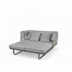 Lit de jour d'extérieur en rotin de 57 pouces avec auvent et coussin