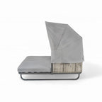 Lit de jour d'extérieur en rotin de 57 pouces avec auvent et coussin