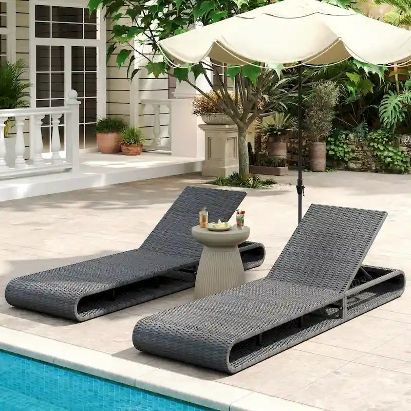 Christopher Knight Home - Angela PE Chaise longue d'extérieur en rotin, ensemble de 2