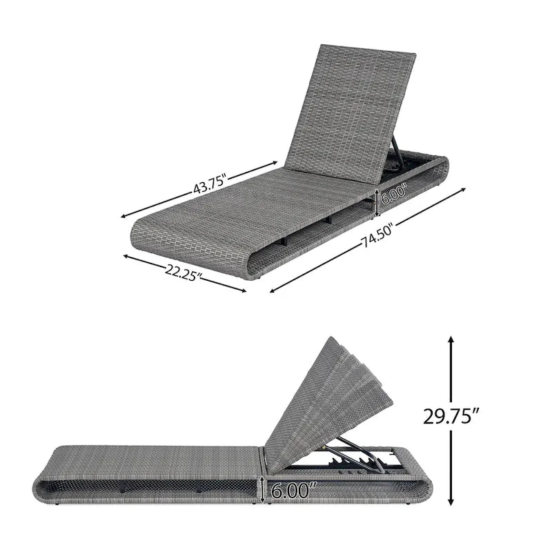 Christopher Knight Home - Angela PE Chaise longue d'extérieur en rotin, ensemble de 2