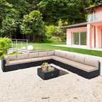 Ensemble de mobilier de jardin en rotin Costway 10 pièces comprenant un canapé et une table basse en osier - Voir les détails