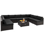 Costway 10 PCS Patio Rattan Furniture Set Outdoor Wicker Sofa Table - See Details