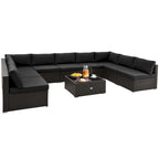 Ensemble de mobilier de jardin en rotin Costway 10 pièces comprenant un canapé et une table basse en osier - Voir les détails