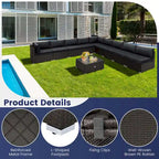 Ensemble de mobilier de jardin en rotin Costway 10 pièces comprenant un canapé et une table basse en osier - Voir les détails