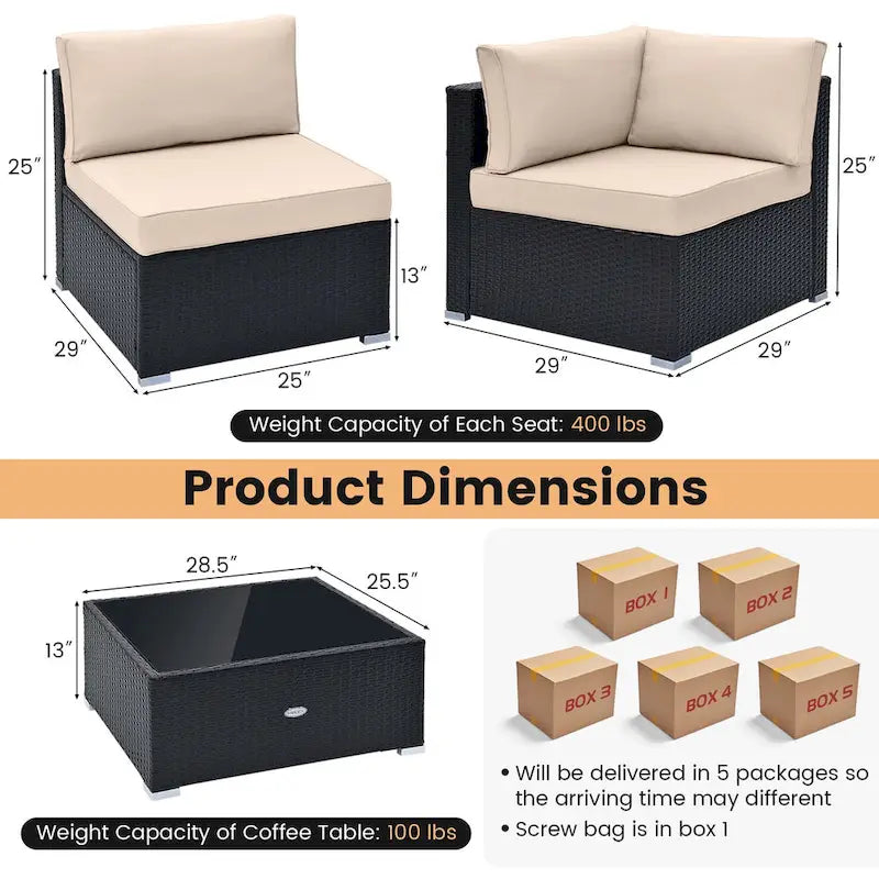 Ensemble de mobilier de jardin en rotin Costway 10 pièces comprenant un canapé et une table basse en osier - Voir les détails