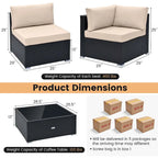 Ensemble de mobilier de jardin en rotin Costway 10 pièces comprenant un canapé et une table basse en osier - Voir les détails