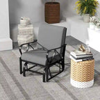 Fauteuil à bascule de patio Costway avec coussin, structure métallique robuste et lisse - Voir les détails
