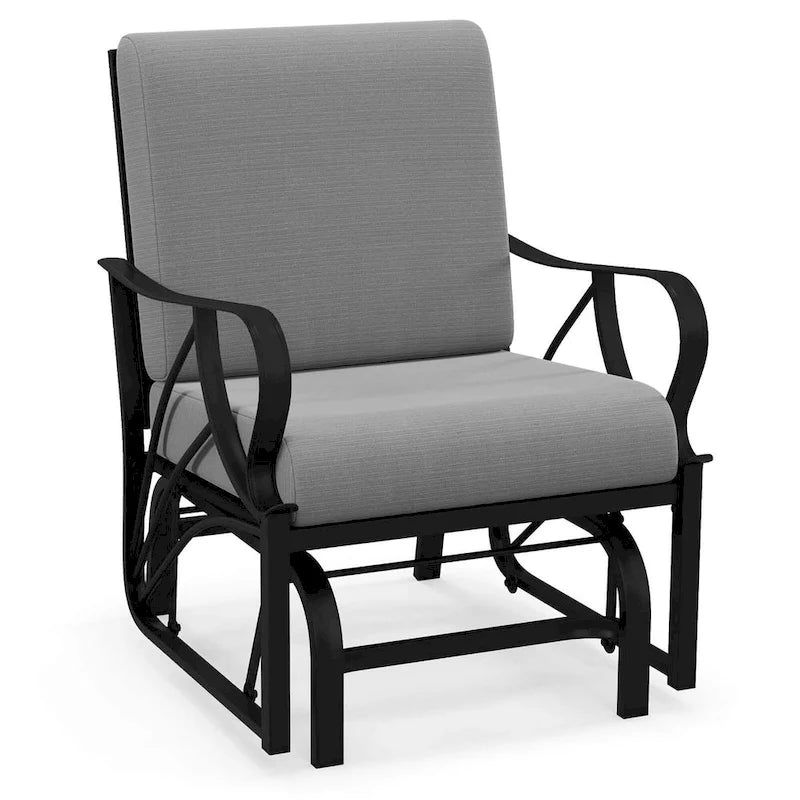 Fauteuil à bascule de patio Costway avec coussin, structure métallique robuste et lisse - Voir les détails