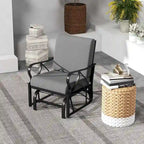 Fauteuil à bascule de patio Costway avec coussin, structure métallique robuste et lisse - Voir les détails