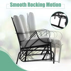 Fauteuil à bascule de patio Costway avec coussin, structure métallique robuste et lisse - Voir les détails
