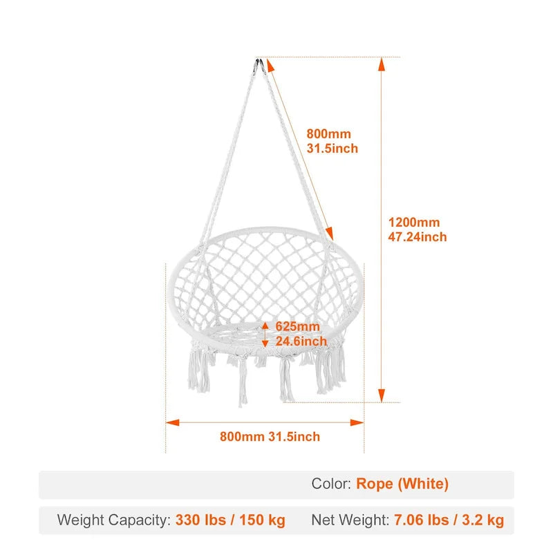 Fauteuil hamac suspendu pour intérieur et extérieur, terrasse, chambre, véranda