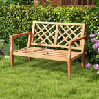 Banc de jardin Costway pour 2 personnes avec accoudoirs et dossier confortables - Voir les détails