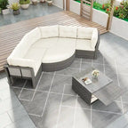 Ensemble de mobilier de patio, canapé-lit d'extérieur, ensemble de mobilier de jardin en rotin, coin salon de patio avec coussins et table basse