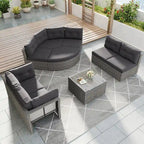 Ensemble de mobilier de patio, canapé-lit d'extérieur, ensemble de mobilier de jardin en rotin, coin salon de patio avec coussins et table basse