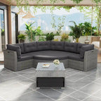 Ensemble de mobilier de patio, canapé-lit d'extérieur, ensemble de mobilier de jardin en rotin, coin salon de patio avec coussins et table basse