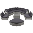 Ensemble de mobilier de patio, canapé-lit d'extérieur, ensemble de mobilier de jardin en rotin, coin salon de patio avec coussins et table basse
