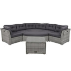 Ensemble de mobilier de patio, canapé-lit d'extérieur, ensemble de mobilier de jardin en rotin, coin salon de patio avec coussins et table basse
