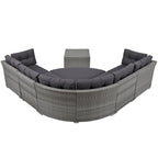 Ensemble de mobilier de patio, canapé-lit d'extérieur, ensemble de mobilier de jardin en rotin, coin salon de patio avec coussins et table basse