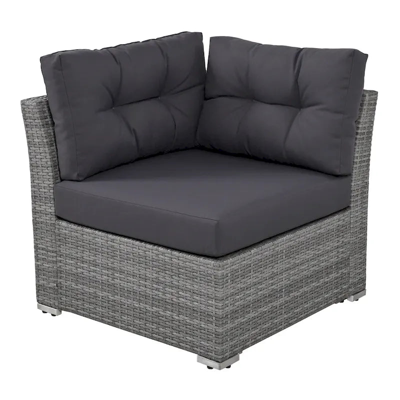 Ensemble de mobilier de patio, canapé-lit d'extérieur, ensemble de mobilier de jardin en rotin, coin salon de patio avec coussins et table basse