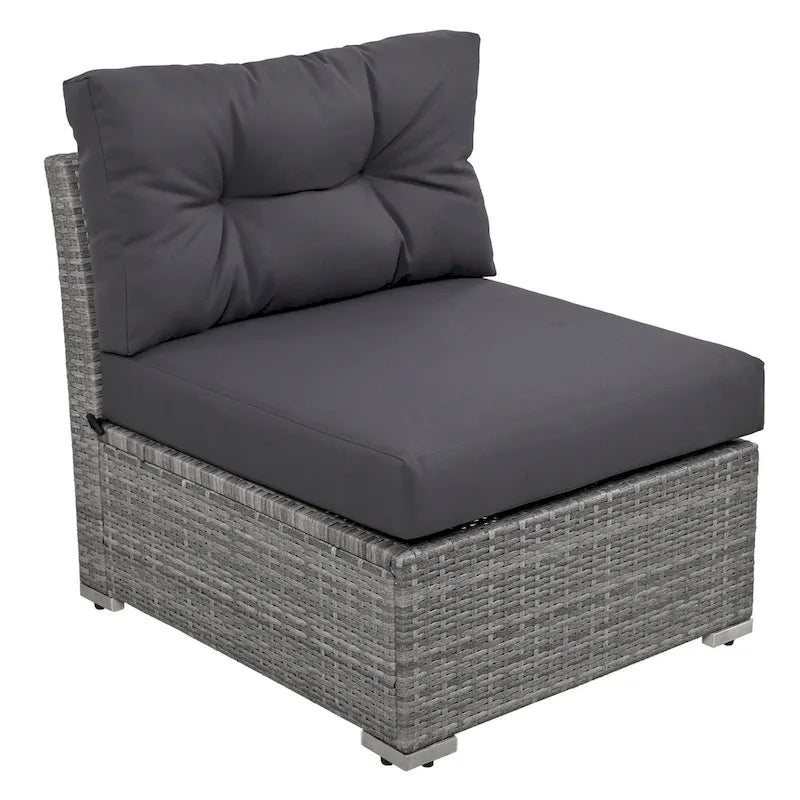 Ensemble de mobilier de patio, canapé-lit d'extérieur, ensemble de mobilier de jardin en rotin, coin salon de patio avec coussins et table basse