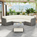 Ensemble de mobilier de patio, canapé-lit d'extérieur, ensemble de mobilier de jardin en rotin, coin salon de patio avec coussins et table basse