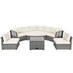 Ensemble de mobilier de patio, canapé-lit d'extérieur, ensemble de mobilier de jardin en rotin, coin salon de patio avec coussins et table basse