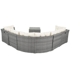 Ensemble de mobilier de patio, canapé-lit d'extérieur, ensemble de mobilier de jardin en rotin, coin salon de patio avec coussins et table basse
