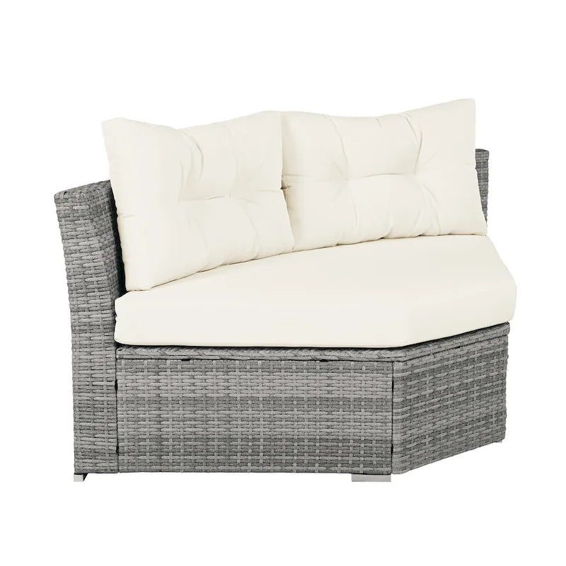 Ensemble de mobilier de patio, canapé-lit d'extérieur, ensemble de mobilier de jardin en rotin, coin salon de patio avec coussins et table basse