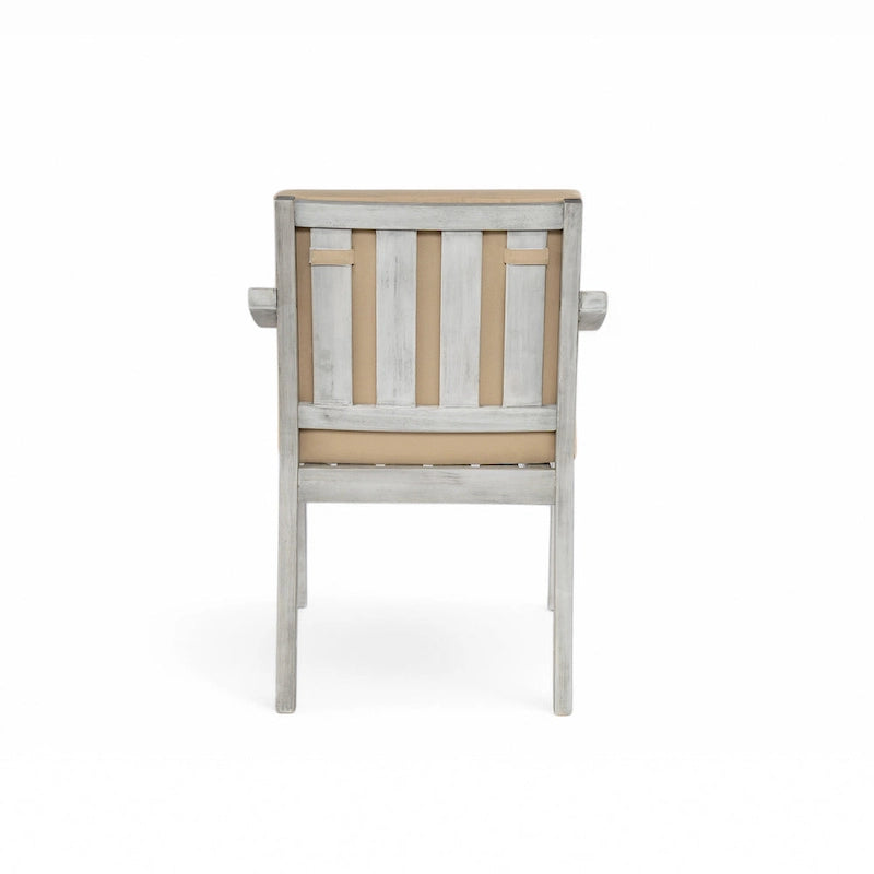 Ensemble de salle à manger d'extérieur pour 4 personnes, en bois, avec trou pour parasol et coussins amovibles, idéal pour terrasse et jardin.