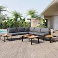 Ensemble de jardin 4 pièces, mobilier de patio durable avec coussins imperméables