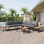 Ensemble de jardin 4 pièces, mobilier de patio durable avec coussins imperméables