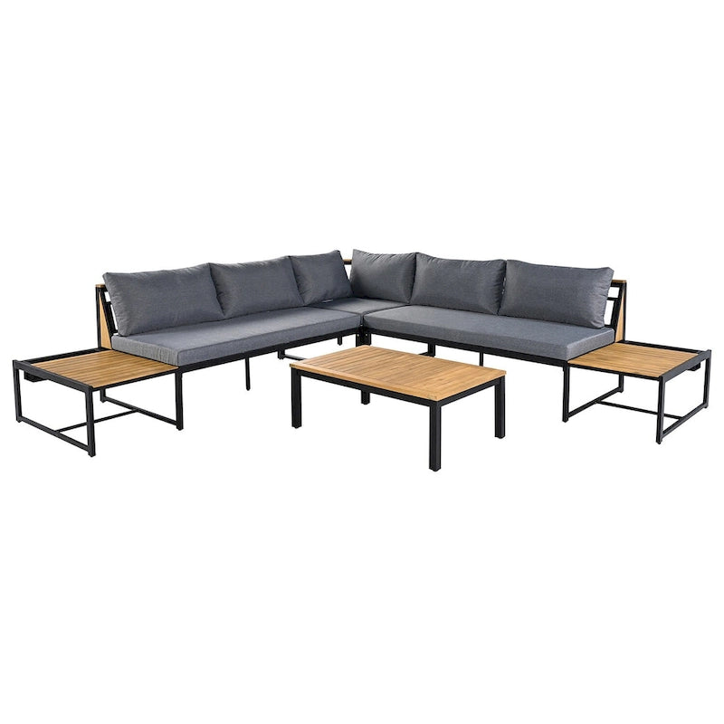 Ensemble de jardin 4 pièces, mobilier de patio durable avec coussins imperméables