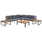 Ensemble de jardin 4 pièces, mobilier de patio durable avec coussins imperméables