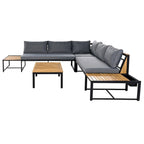 Ensemble de jardin 4 pièces, mobilier de patio durable avec coussins imperméables
