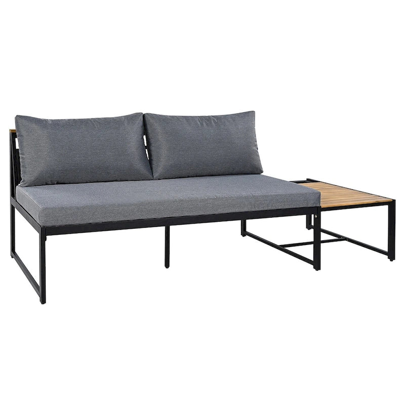 Ensemble de jardin 4 pièces, mobilier de patio durable avec coussins imperméables