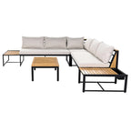 Ensemble de jardin 4 pièces, mobilier de patio durable avec coussins imperméables