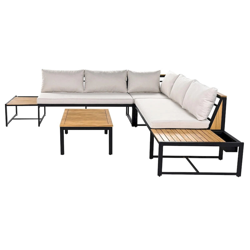 Ensemble de jardin 4 pièces, mobilier de patio durable avec coussins imperméables