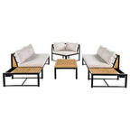 Ensemble de jardin 4 pièces, mobilier de patio durable avec coussins imperméables