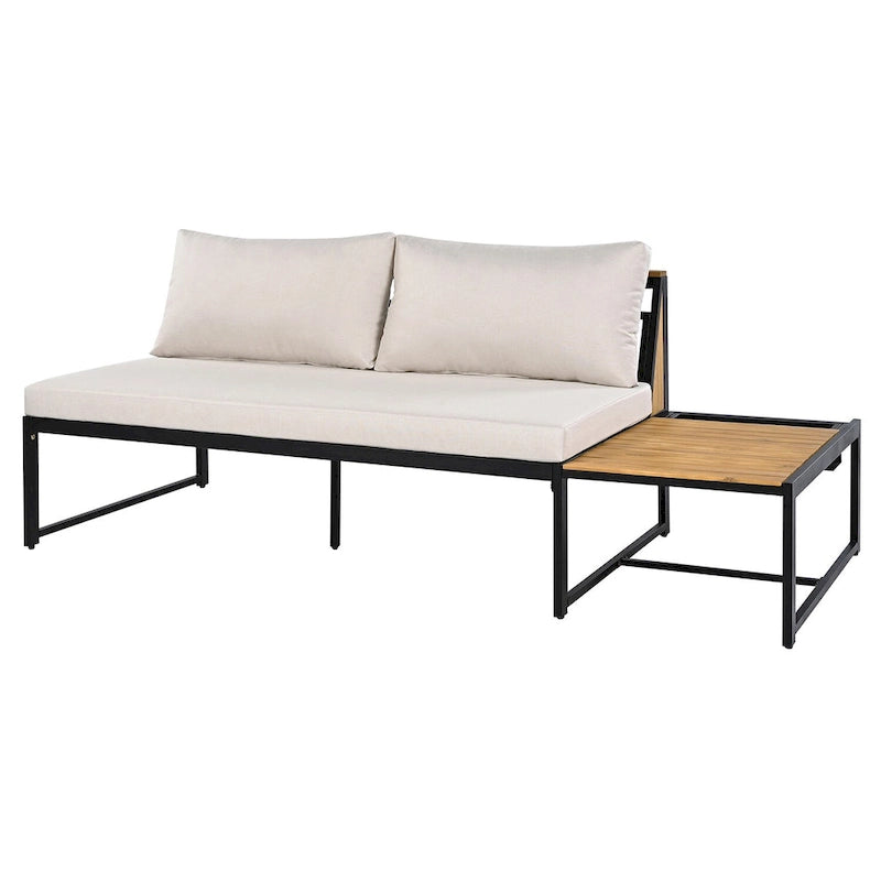 Ensemble de jardin 4 pièces, mobilier de patio durable avec coussins imperméables