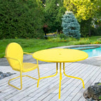Table tulipe rétro en métal jaune de 99,7 cm (39,25 pouces) pour extérieur